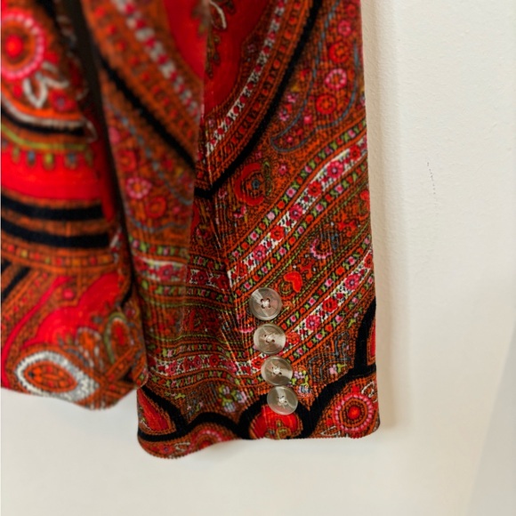 Ladies Isaac Mizrahi Red Corduroy Paisley Print Blazer - Picture 5 of 10